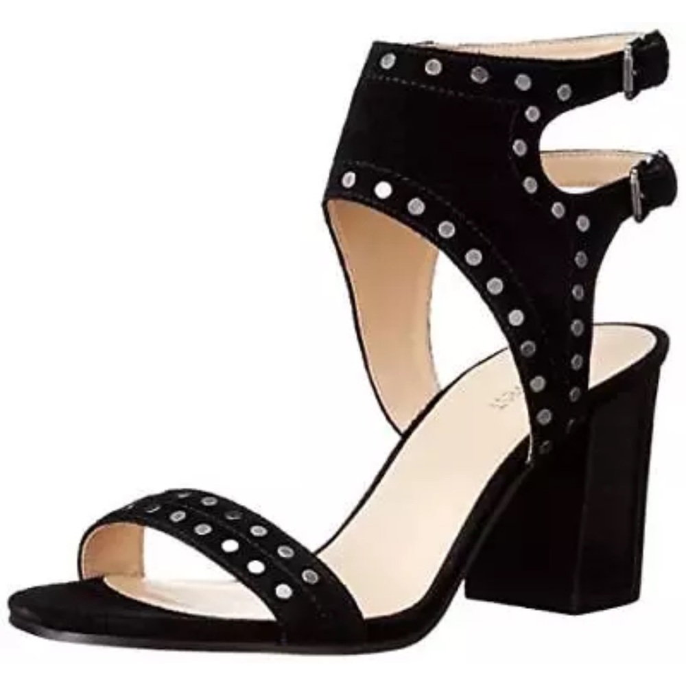 NINE WEST Black Suede Gailon Studded Sandals